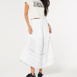 Hollister lace detailed maxi skirt, extra large, white new with tags XL